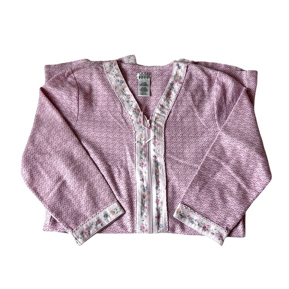 White stag sleepwear vintage cottage floral zip down night gown - Picture 3 of 7